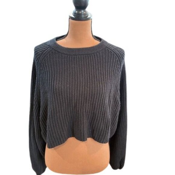 Aeropostale Black Knit Crop Sweater – Size Large - Picture 1 of 7
